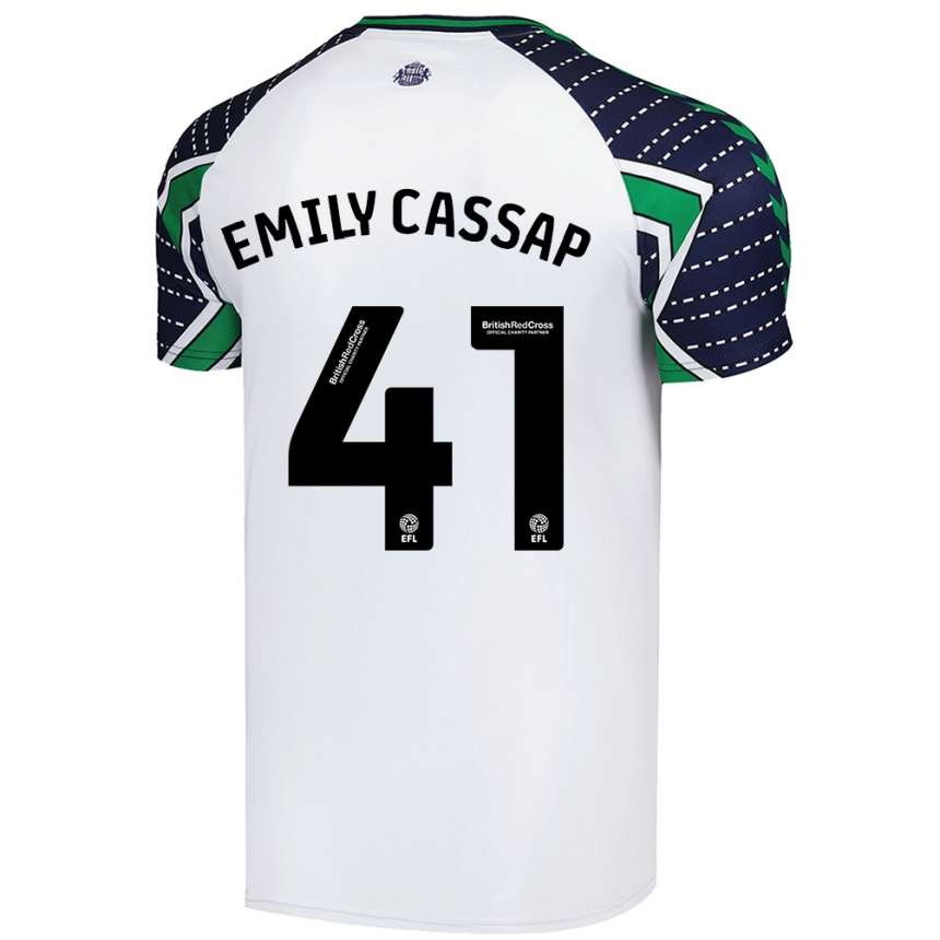 Kinder Fußball Emily Cassap #41 Weiß Auswärtstrikot Trikot 2024/25 T-Shirt Luxemburg