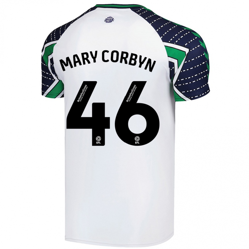 Kinder Fußball Mary Corbyn #46 Weiß Auswärtstrikot Trikot 2024/25 T-Shirt Luxemburg