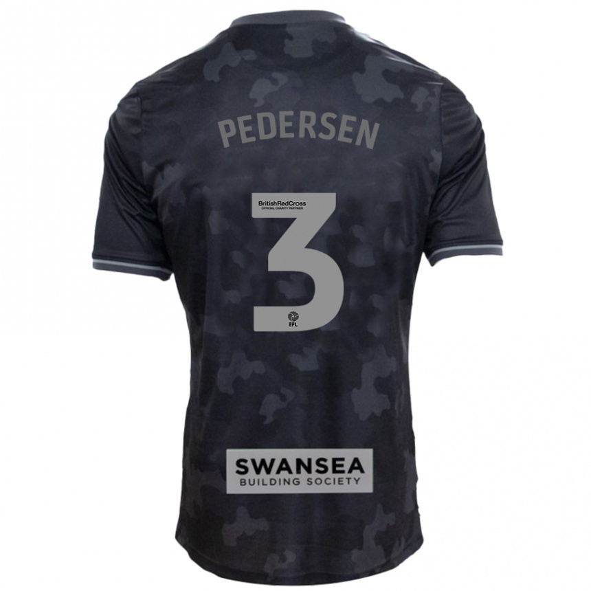 Kinder Fußball Kristian Pedersen #3 Schwarz Auswärtstrikot Trikot 2024/25 T-Shirt Luxemburg