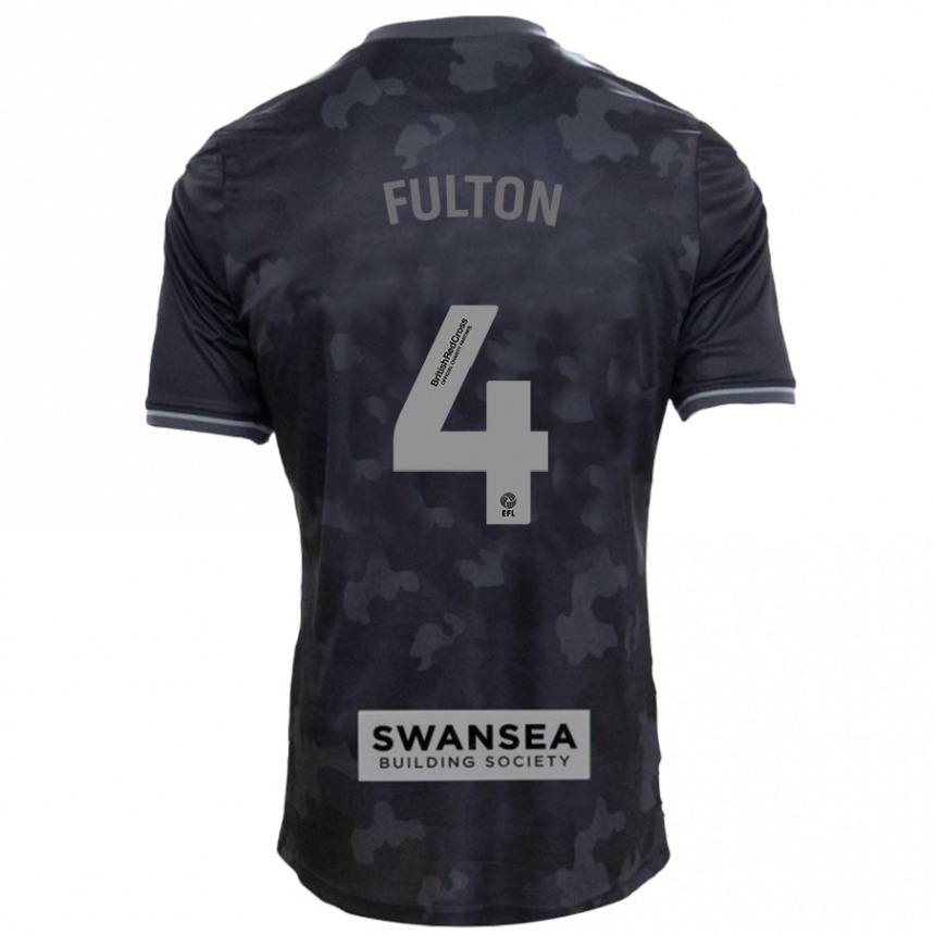 Kinder Fußball Jay Fulton #4 Schwarz Auswärtstrikot Trikot 2024/25 T-Shirt Luxemburg