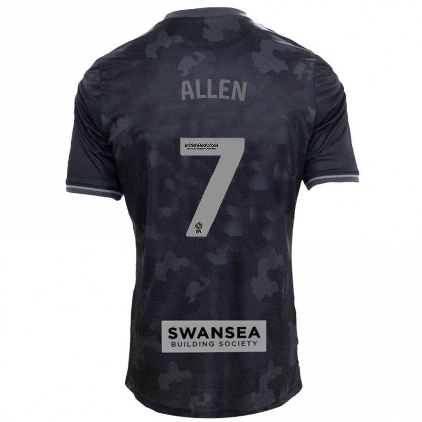 Kinder Fußball Joe Allen #7 Schwarz Auswärtstrikot Trikot 2024/25 T-Shirt Luxemburg