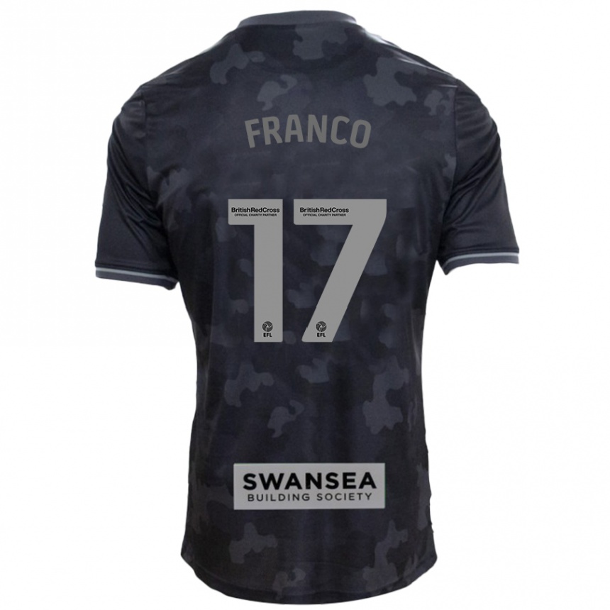 Kinder Fußball Gonçalo Franco #17 Schwarz Auswärtstrikot Trikot 2024/25 T-Shirt Luxemburg