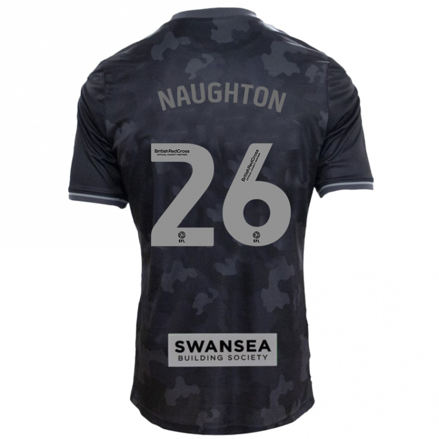 Kinder Fußball Kyle Naughton #26 Schwarz Auswärtstrikot Trikot 2024/25 T-Shirt Luxemburg