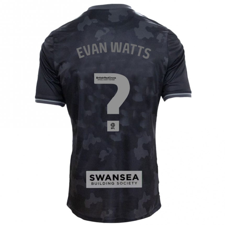 Kinder Fußball Evan Watts #0 Schwarz Auswärtstrikot Trikot 2024/25 T-Shirt Luxemburg