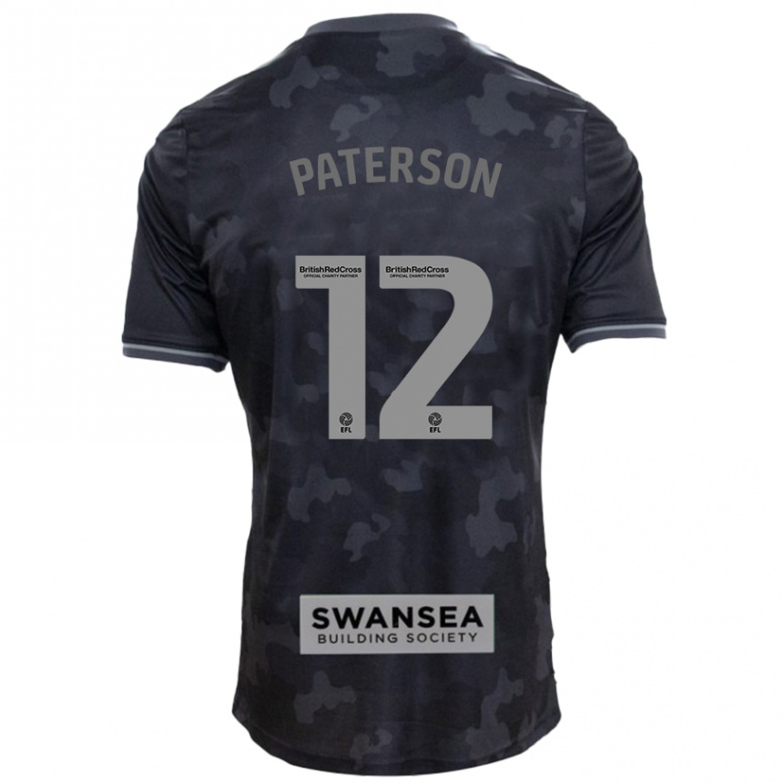 Kinder Fußball Jamie Paterson #12 Schwarz Auswärtstrikot Trikot 2024/25 T-Shirt Luxemburg