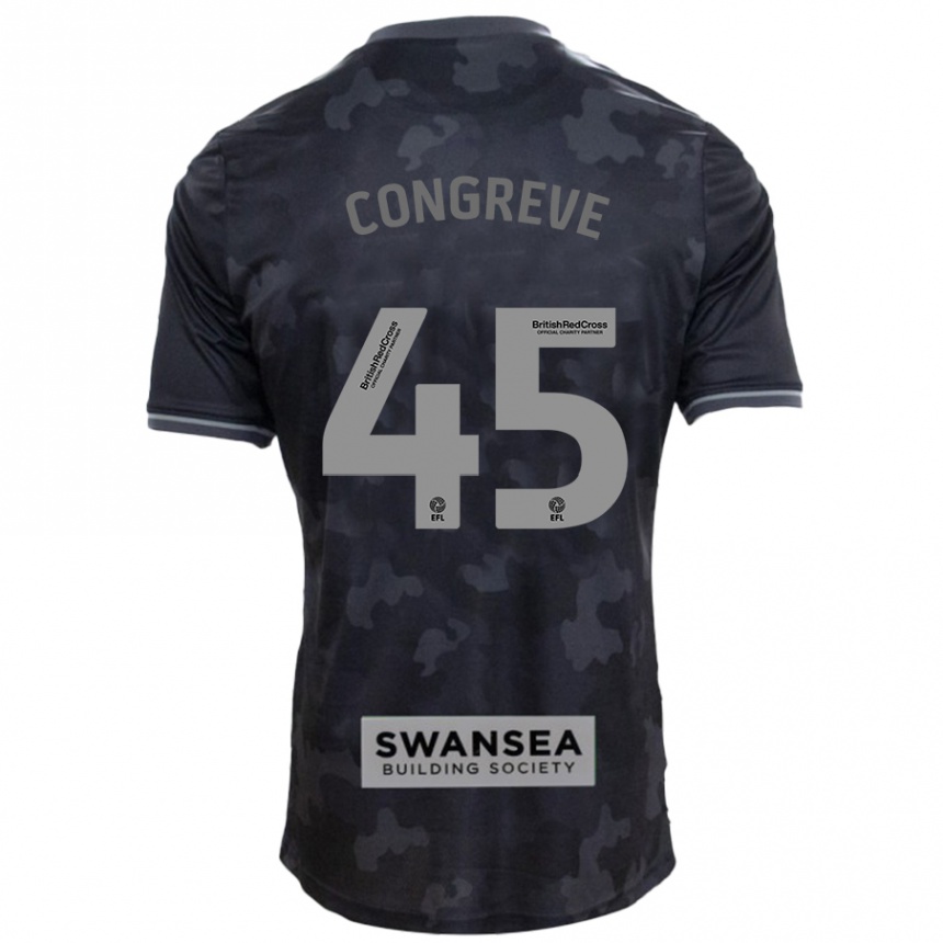 Kinder Fußball Cameron Congreve #45 Schwarz Auswärtstrikot Trikot 2024/25 T-Shirt Luxemburg