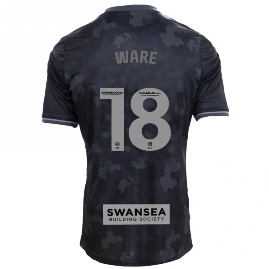 Kinder Fußball Phoebe Ware #18 Schwarz Auswärtstrikot Trikot 2024/25 T-Shirt Luxemburg