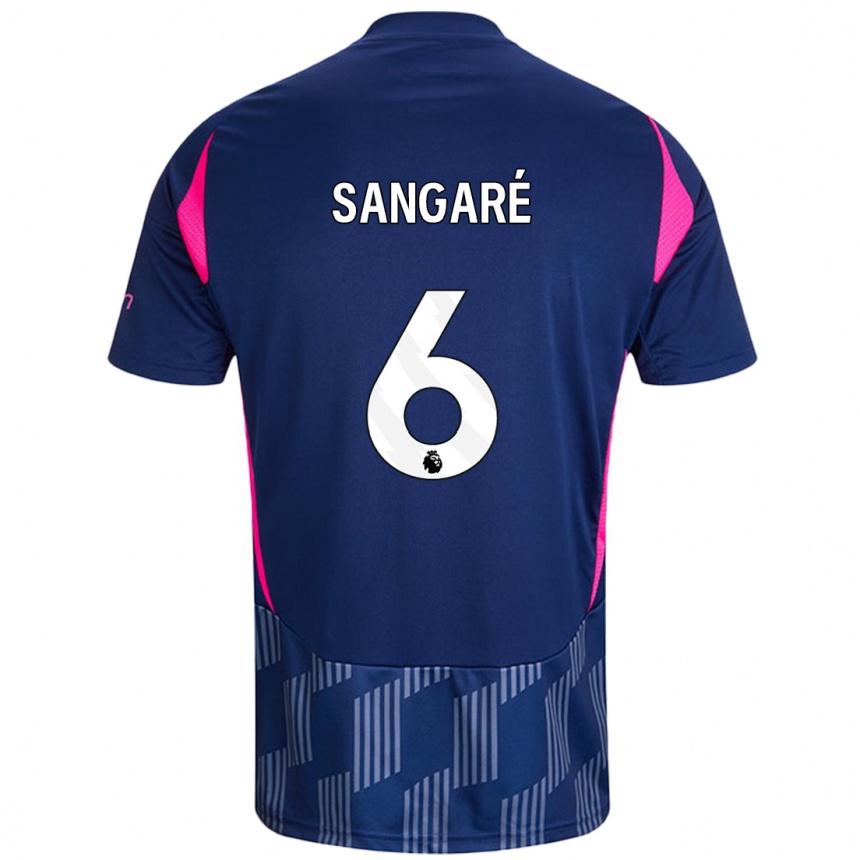 Kinder Fußball Ibrahim Sangaré #6 Königsblau Rosa Auswärtstrikot Trikot 2024/25 T-Shirt Luxemburg