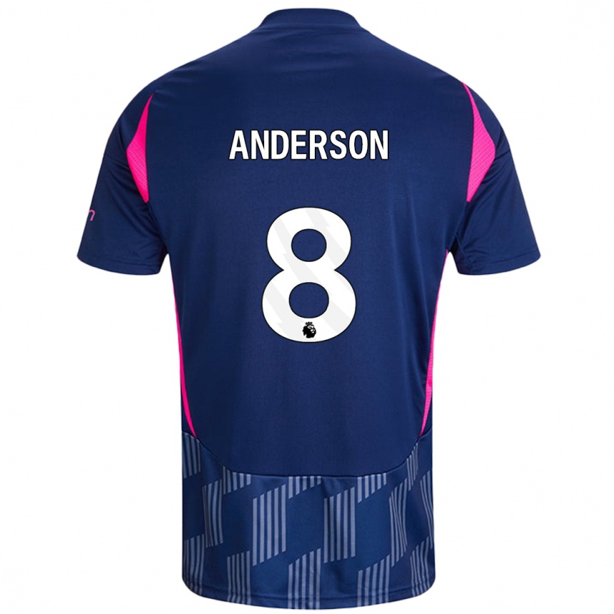 Kinder Fußball Elliot Anderson #8 Königsblau Rosa Auswärtstrikot Trikot 2024/25 T-Shirt Luxemburg