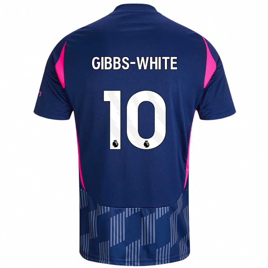 Kinder Fußball Morgan Gibbs-White #10 Königsblau Rosa Auswärtstrikot Trikot 2024/25 T-Shirt Luxemburg