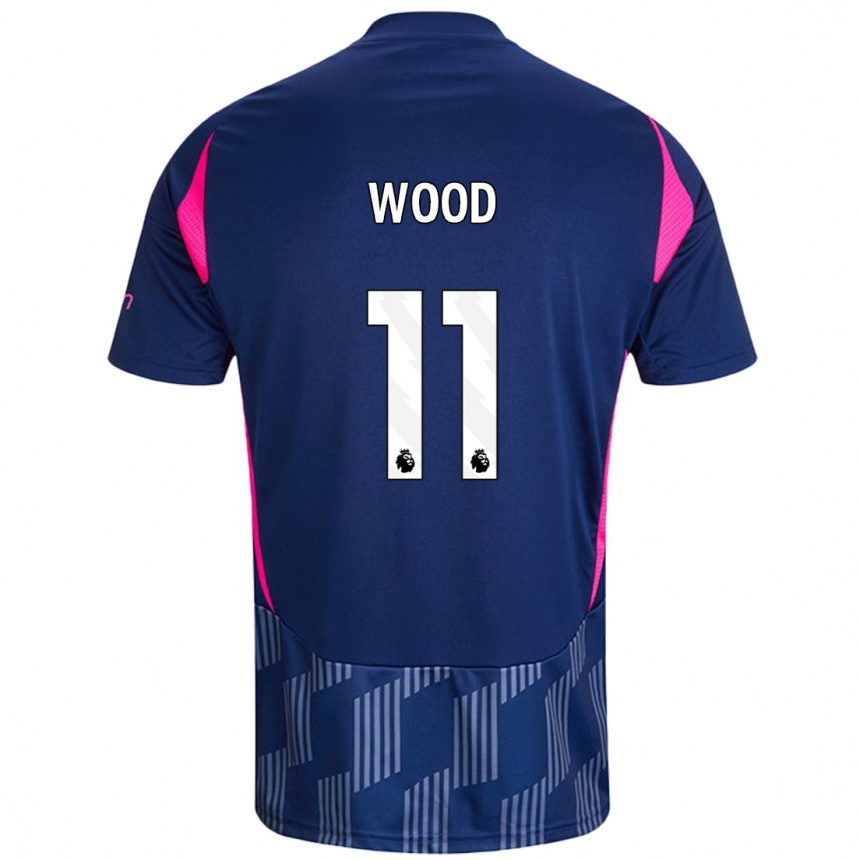 Kinder Fußball Chris Wood #11 Königsblau Rosa Auswärtstrikot Trikot 2024/25 T-Shirt Luxemburg