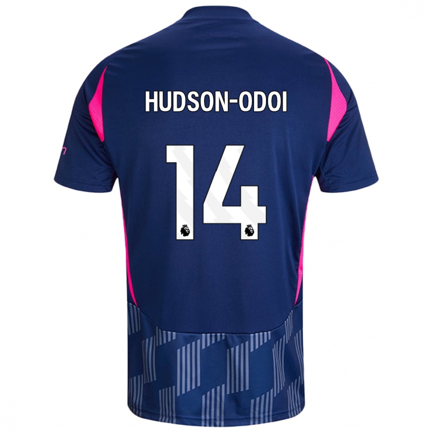 Kinder Fußball Callum Hudson-Odoi #14 Königsblau Rosa Auswärtstrikot Trikot 2024/25 T-Shirt Luxemburg