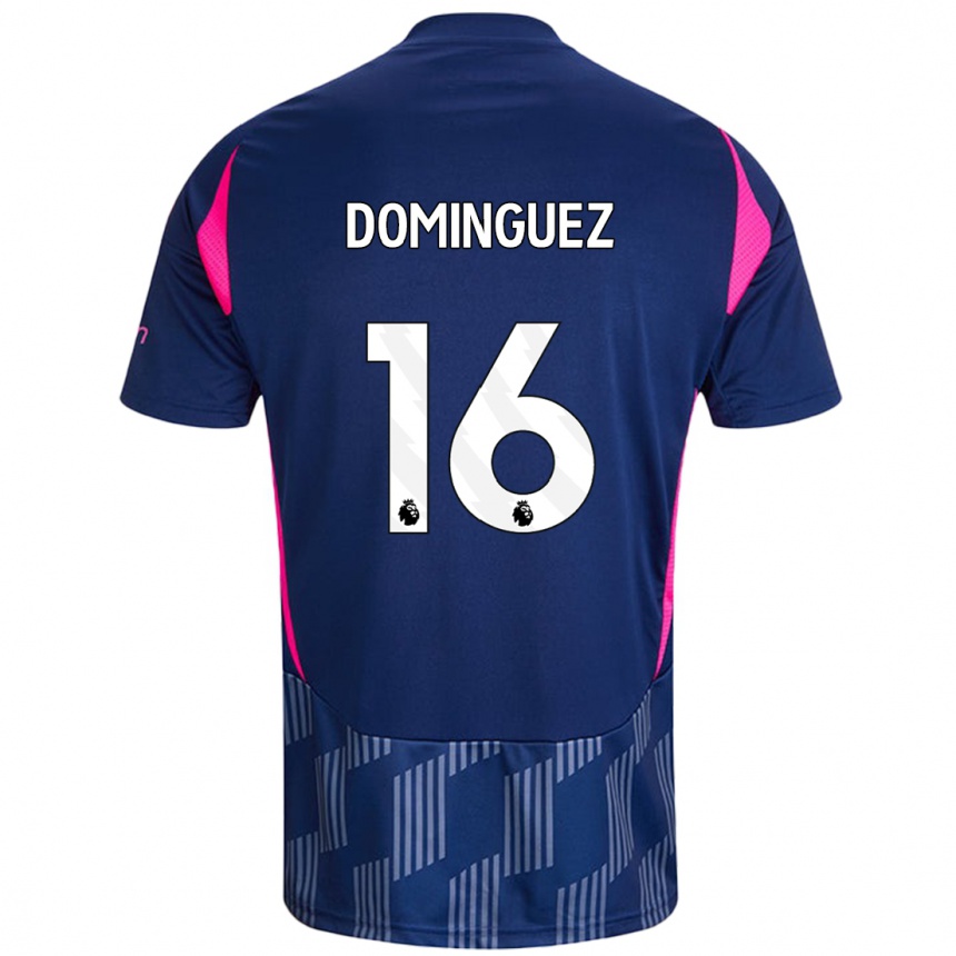 Kinder Fußball Nicolás Domínguez #16 Königsblau Rosa Auswärtstrikot Trikot 2024/25 T-Shirt Luxemburg