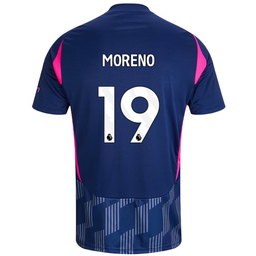 Kinder Fußball Álex Moreno #19 Königsblau Rosa Auswärtstrikot Trikot 2024/25 T-Shirt Luxemburg