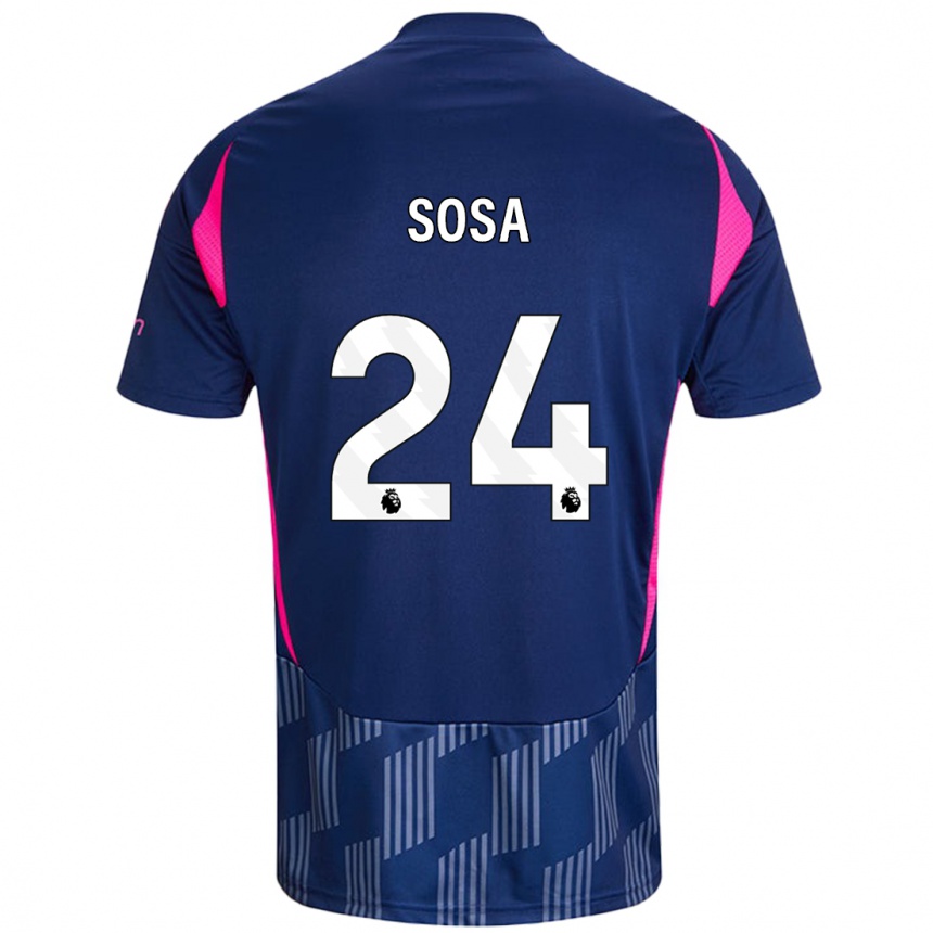 Kinder Fußball Ramón Sosa #24 Königsblau Rosa Auswärtstrikot Trikot 2024/25 T-Shirt Luxemburg