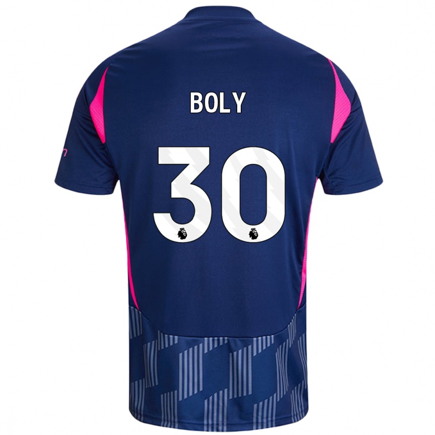 Kinder Fußball Willy Boly #30 Königsblau Rosa Auswärtstrikot Trikot 2024/25 T-Shirt Luxemburg