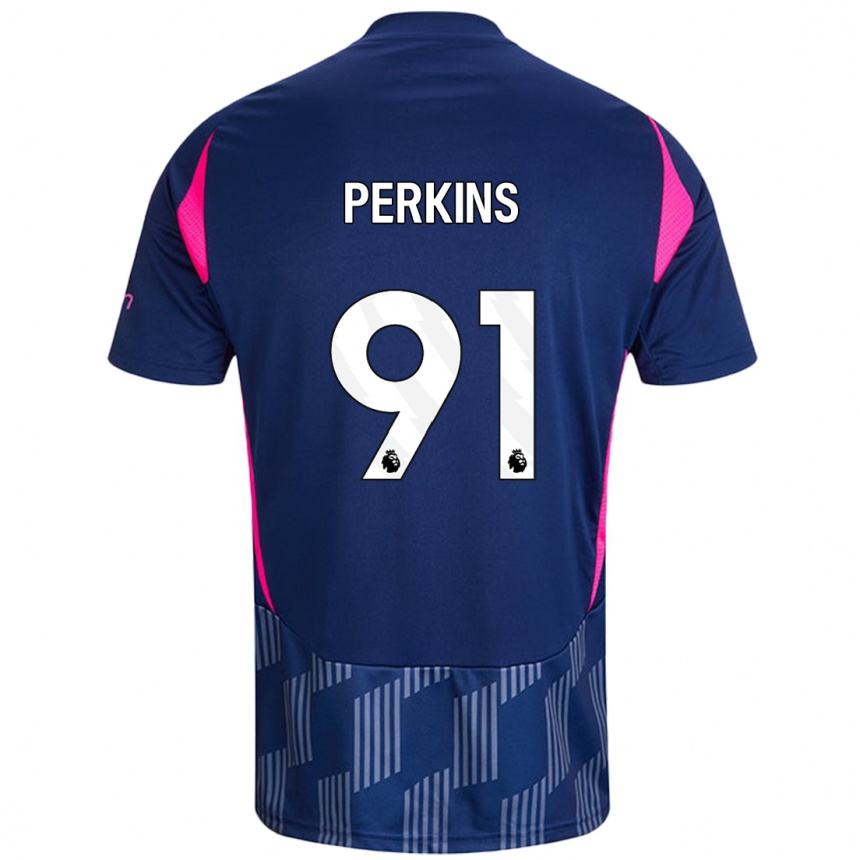 Kinder Fußball Jack Perkins #91 Königsblau Rosa Auswärtstrikot Trikot 2024/25 T-Shirt Luxemburg