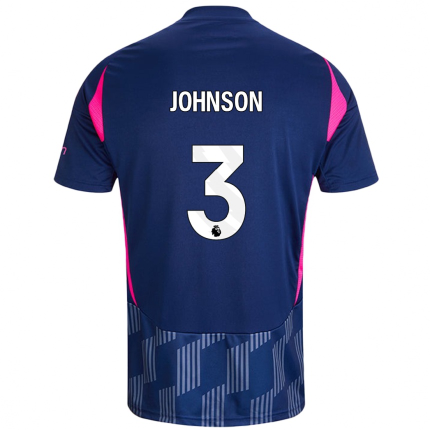 Kinder Fußball Nat Johnson #3 Königsblau Rosa Auswärtstrikot Trikot 2024/25 T-Shirt Luxemburg