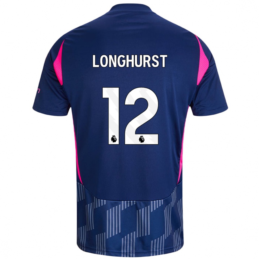 Kinder Fußball Kate Longhurst #12 Königsblau Rosa Auswärtstrikot Trikot 2024/25 T-Shirt Luxemburg