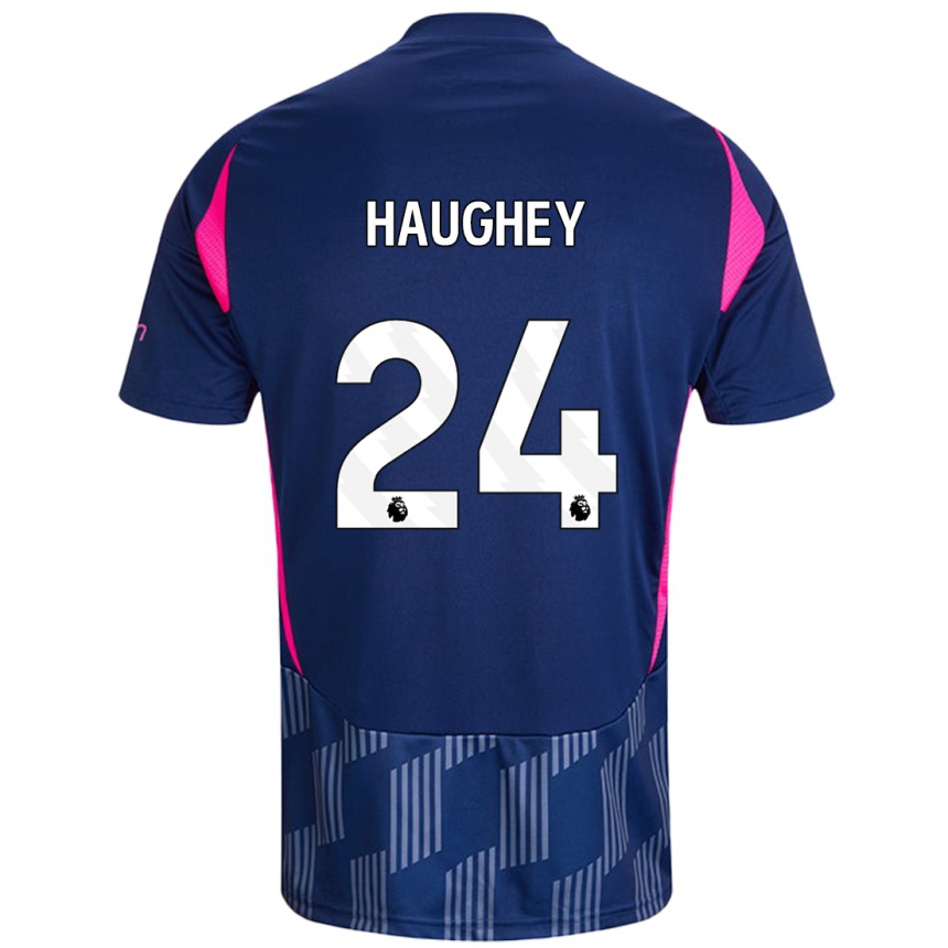 Kinder Fußball Ella Haughey #24 Königsblau Rosa Auswärtstrikot Trikot 2024/25 T-Shirt Luxemburg