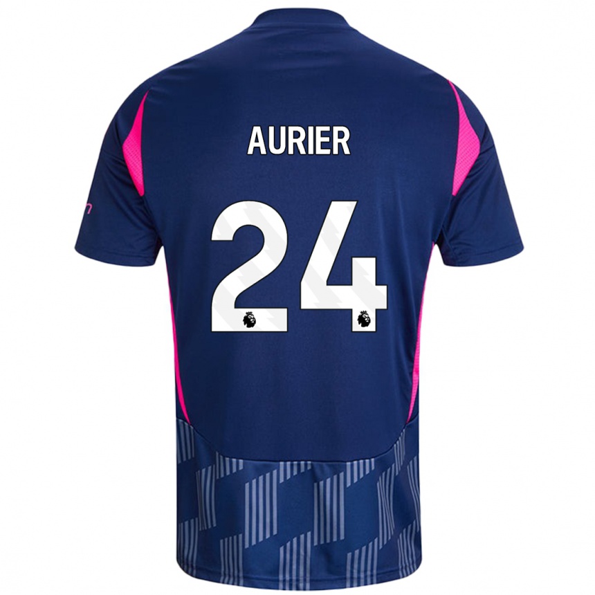 Kinder Fußball Serge Aurier #24 Königsblau Rosa Auswärtstrikot Trikot 2024/25 T-Shirt Luxemburg