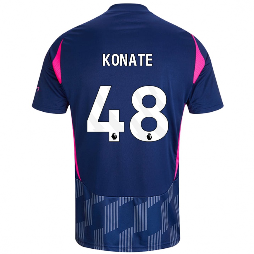 Kinder Fußball Ateef Konaté #48 Königsblau Rosa Auswärtstrikot Trikot 2024/25 T-Shirt Luxemburg