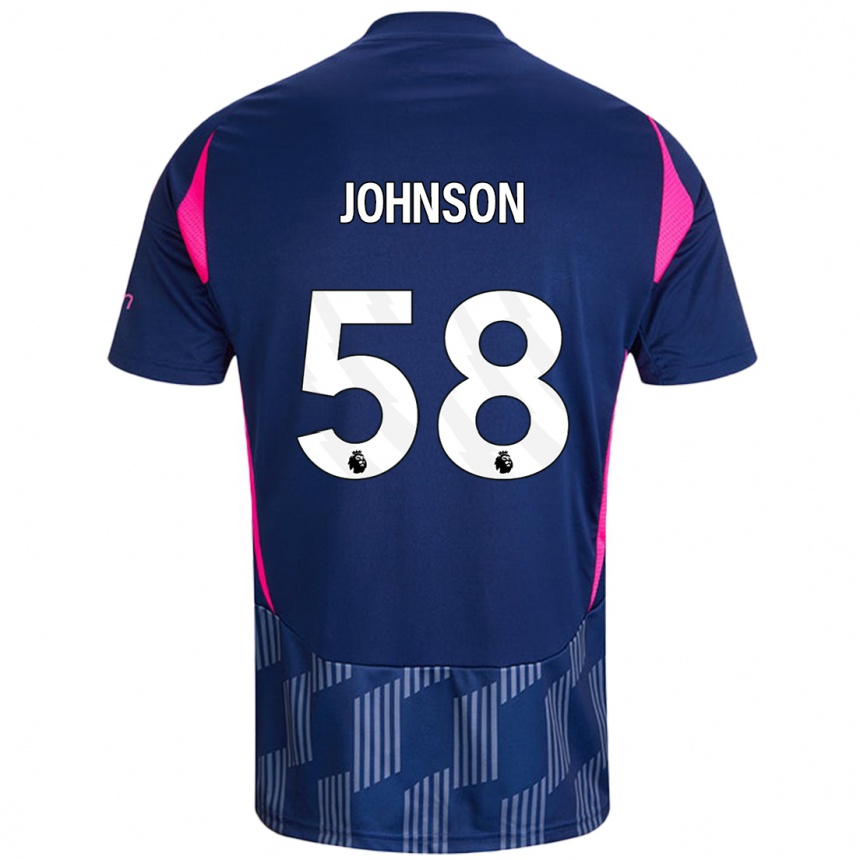 Kinder Fußball Pharrell Johnson #58 Königsblau Rosa Auswärtstrikot Trikot 2024/25 T-Shirt Luxemburg