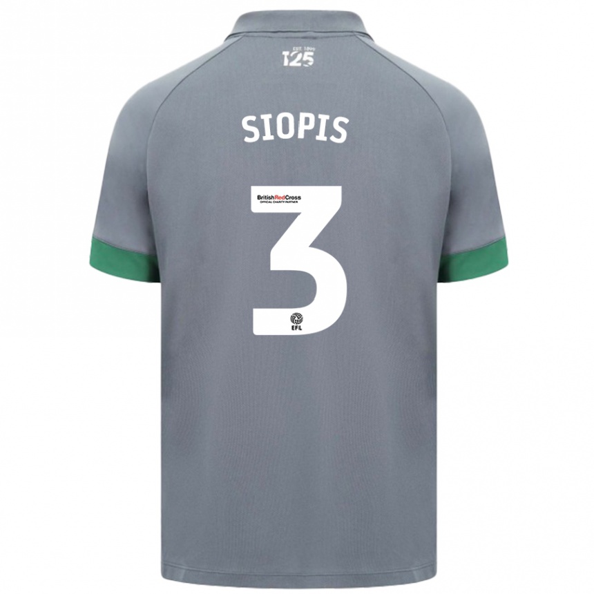 Kinder Fußball Manolis Siopis #3 Dunkelgrau Auswärtstrikot Trikot 2024/25 T-Shirt Luxemburg