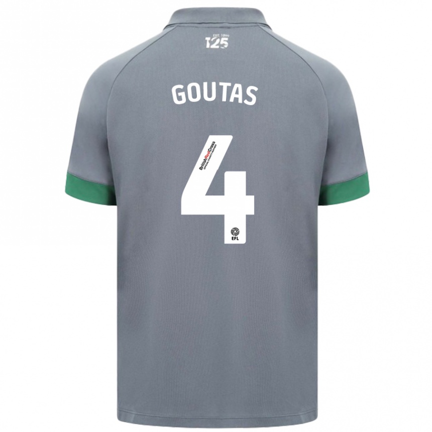 Kinder Fußball Dimitrios Goutas #4 Dunkelgrau Auswärtstrikot Trikot 2024/25 T-Shirt Luxemburg