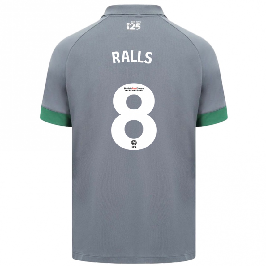 Kinder Fußball Joe Ralls #8 Dunkelgrau Auswärtstrikot Trikot 2024/25 T-Shirt Luxemburg