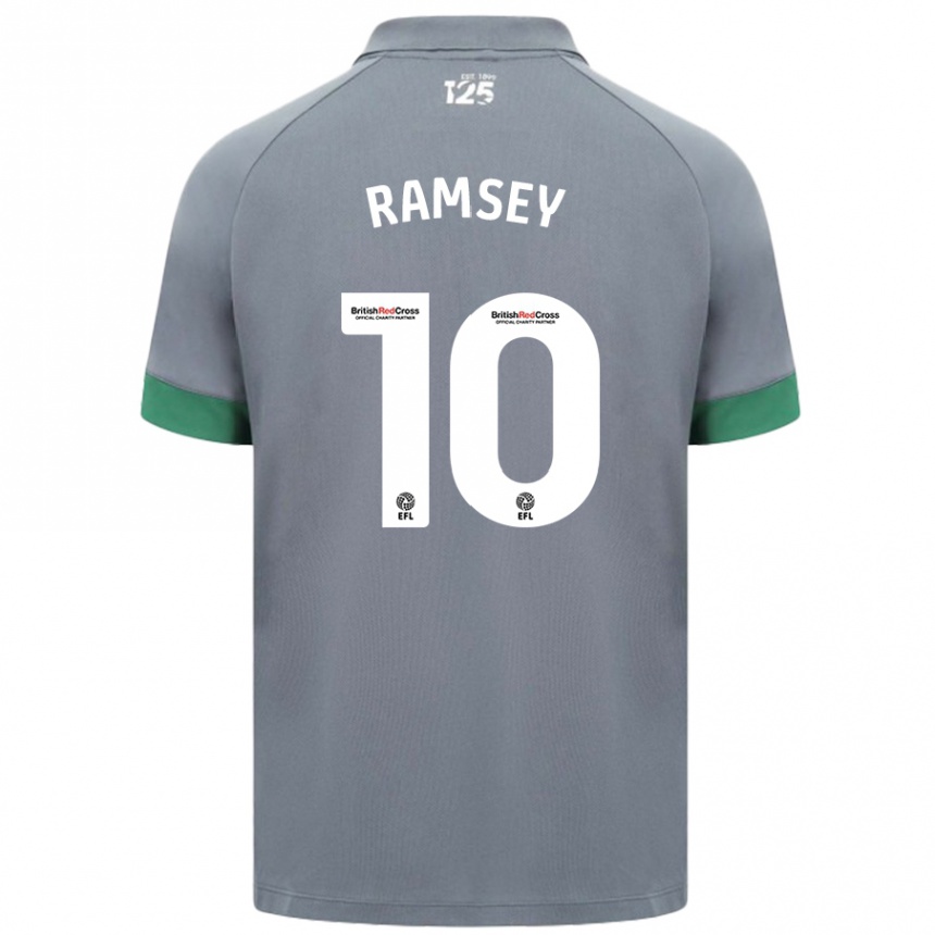 Kinder Fußball Aaron Ramsey #10 Dunkelgrau Auswärtstrikot Trikot 2024/25 T-Shirt Luxemburg