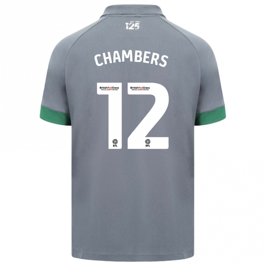 Kinder Fußball Calum Chambers #12 Dunkelgrau Auswärtstrikot Trikot 2024/25 T-Shirt Luxemburg