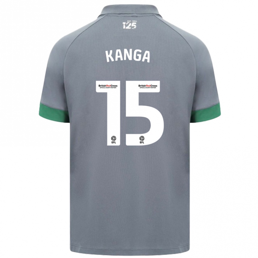 Kinder Fußball Wilfried Kanga #15 Dunkelgrau Auswärtstrikot Trikot 2024/25 T-Shirt Luxemburg