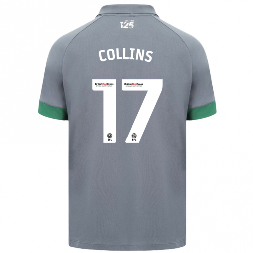 Kinder Fußball Jamilu Collins #17 Dunkelgrau Auswärtstrikot Trikot 2024/25 T-Shirt Luxemburg