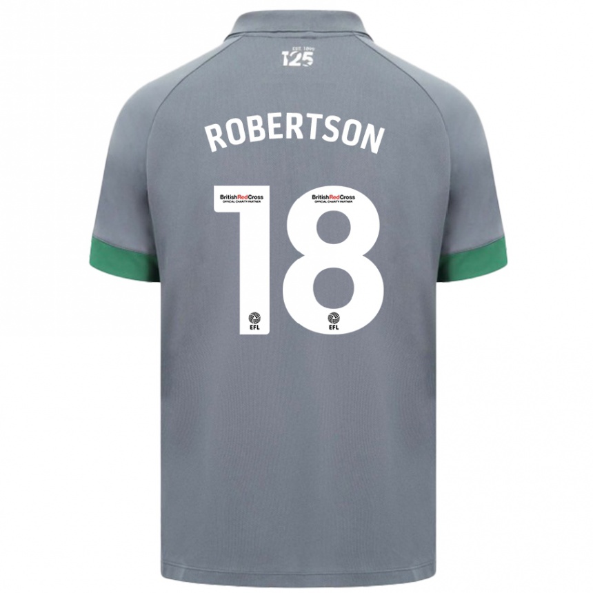 Kinder Fußball Alex Robertson #18 Dunkelgrau Auswärtstrikot Trikot 2024/25 T-Shirt Luxemburg