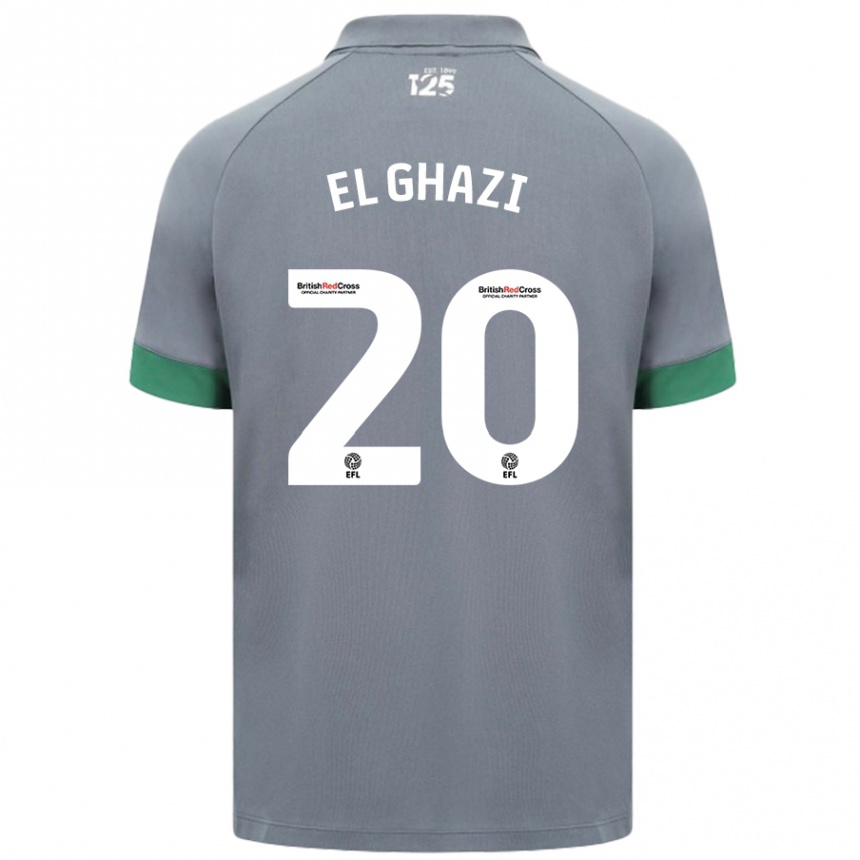 Kinder Fußball Anwar El Ghazi #20 Dunkelgrau Auswärtstrikot Trikot 2024/25 T-Shirt Luxemburg