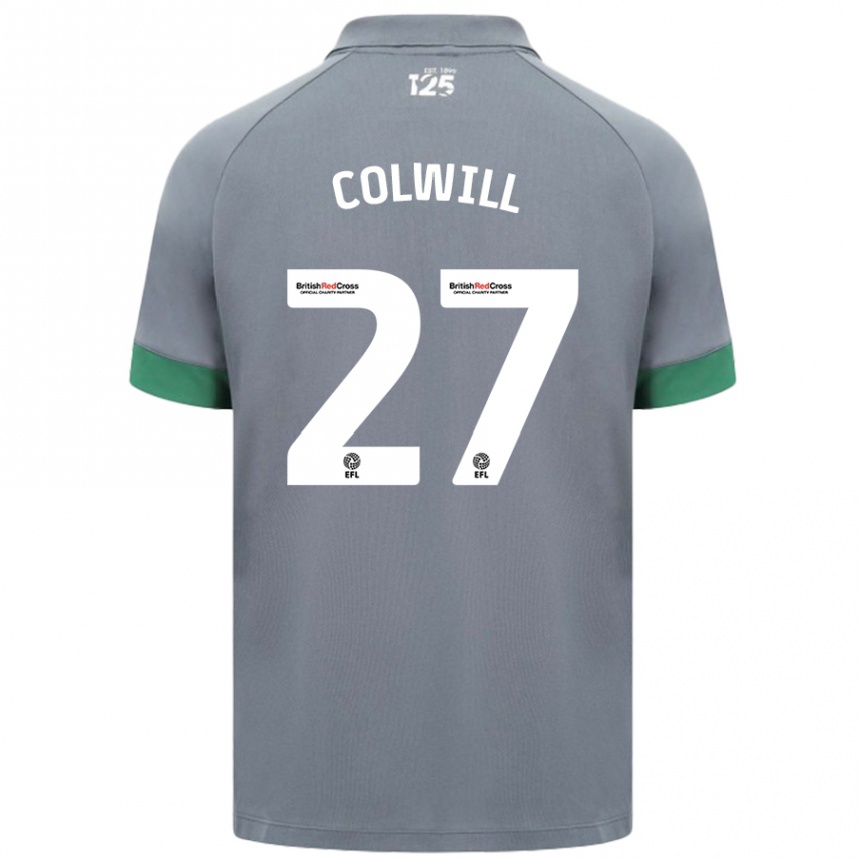 Kinder Fußball Rubin Colwill #27 Dunkelgrau Auswärtstrikot Trikot 2024/25 T-Shirt Luxemburg