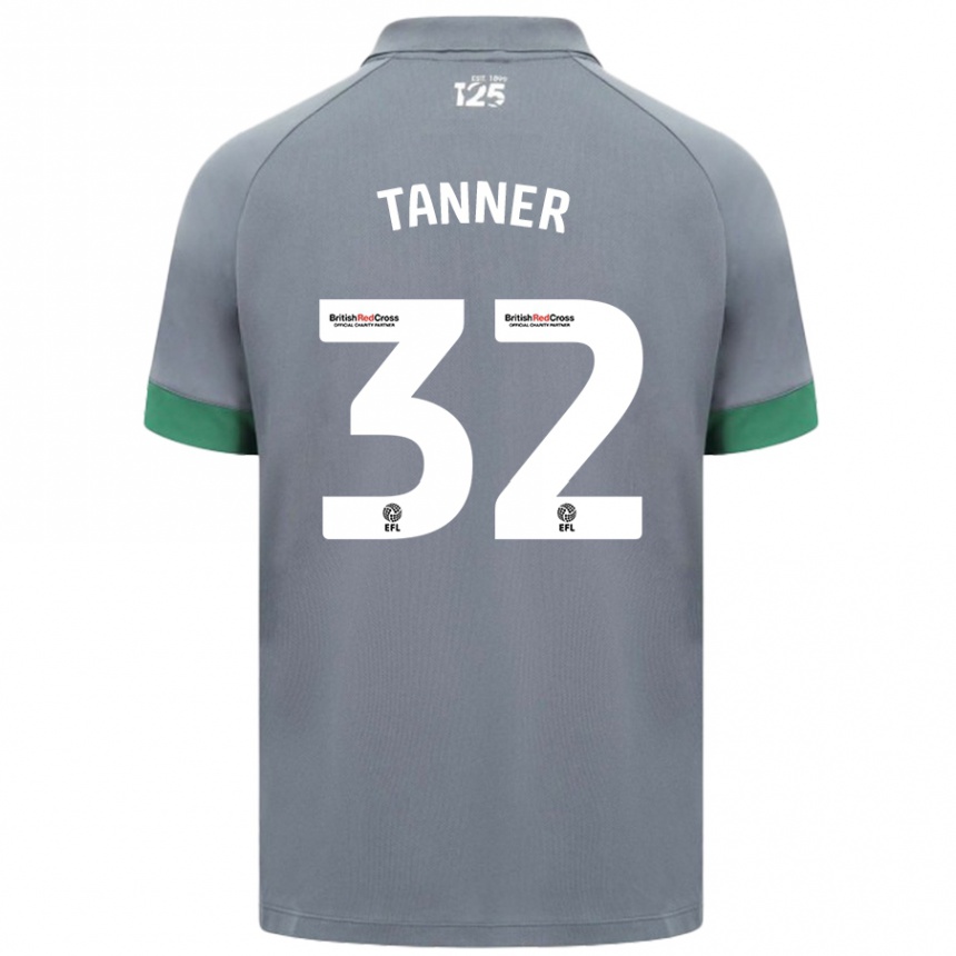 Kinder Fußball Ollie Tanner #32 Dunkelgrau Auswärtstrikot Trikot 2024/25 T-Shirt Luxemburg