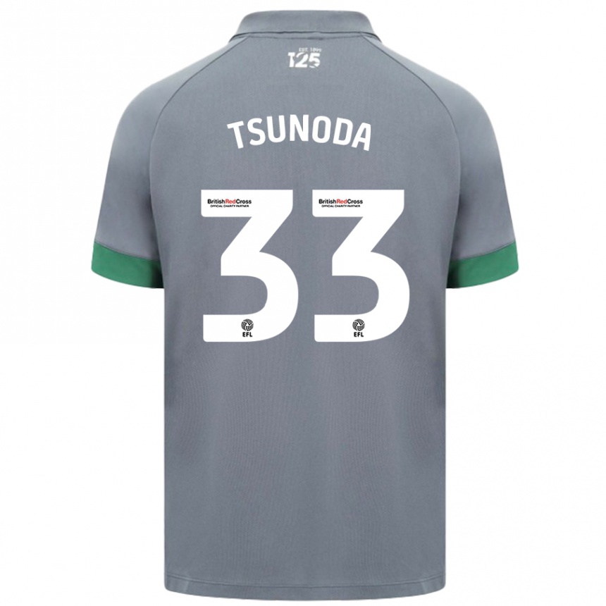 Kinder Fußball Ryotaro Tsunoda #33 Dunkelgrau Auswärtstrikot Trikot 2024/25 T-Shirt Luxemburg