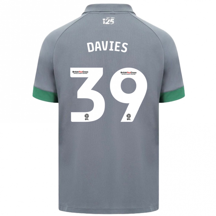 Kinder Fußball Isaak Davies #39 Dunkelgrau Auswärtstrikot Trikot 2024/25 T-Shirt Luxemburg