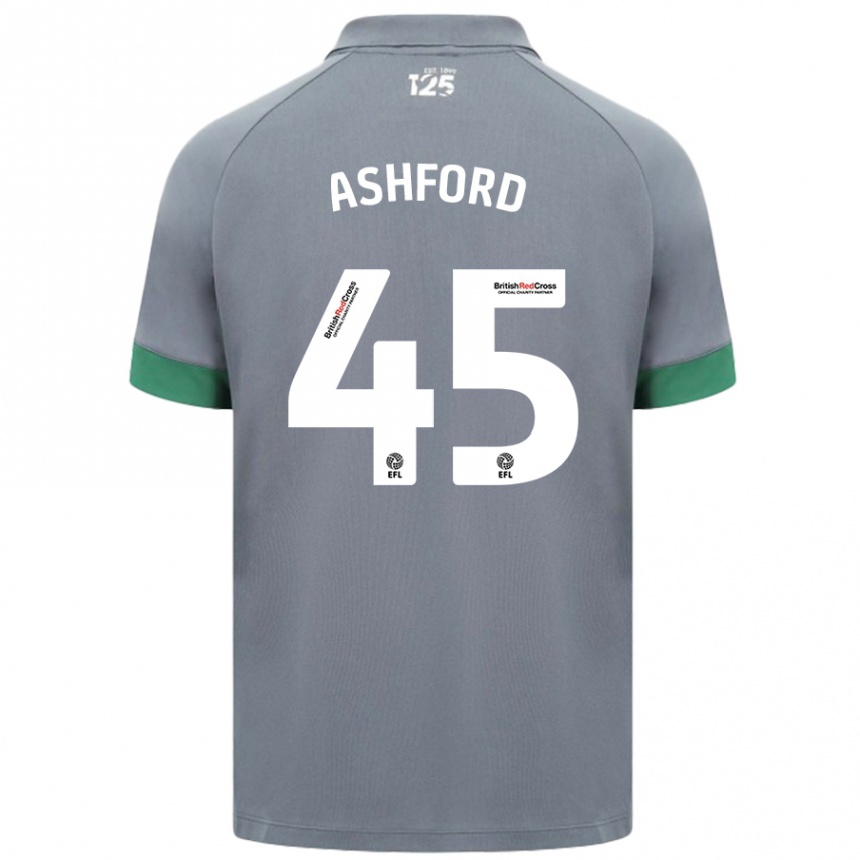 Kinder Fußball Cian Ashford #45 Dunkelgrau Auswärtstrikot Trikot 2024/25 T-Shirt Luxemburg