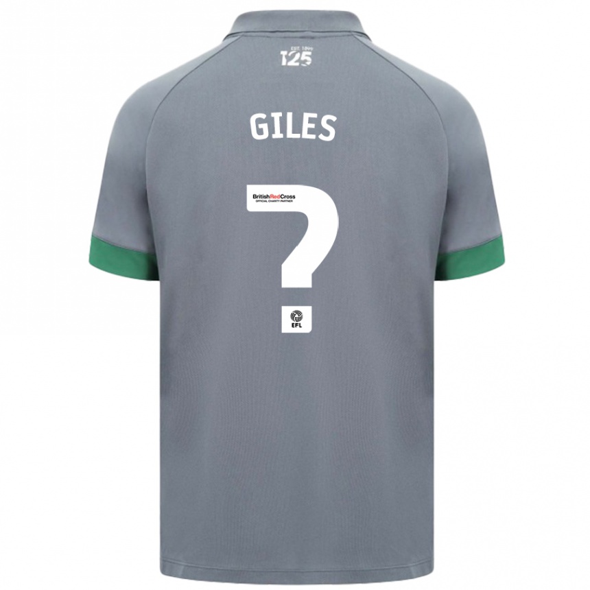 Kinder Fußball Luey Giles #0 Dunkelgrau Auswärtstrikot Trikot 2024/25 T-Shirt Luxemburg