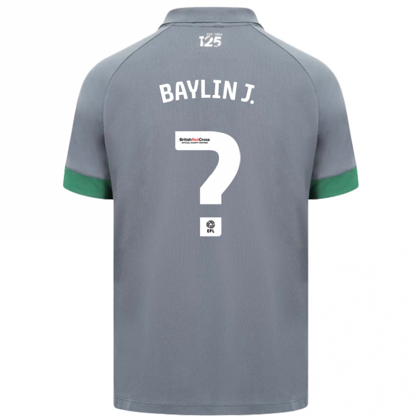 Kinder Fußball Baylin Johnson #0 Dunkelgrau Auswärtstrikot Trikot 2024/25 T-Shirt Luxemburg