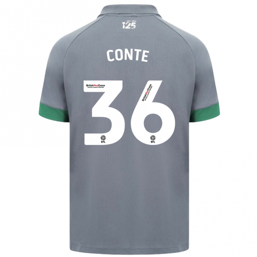 Kinder Fußball Raheem Conte #36 Dunkelgrau Auswärtstrikot Trikot 2024/25 T-Shirt Luxemburg