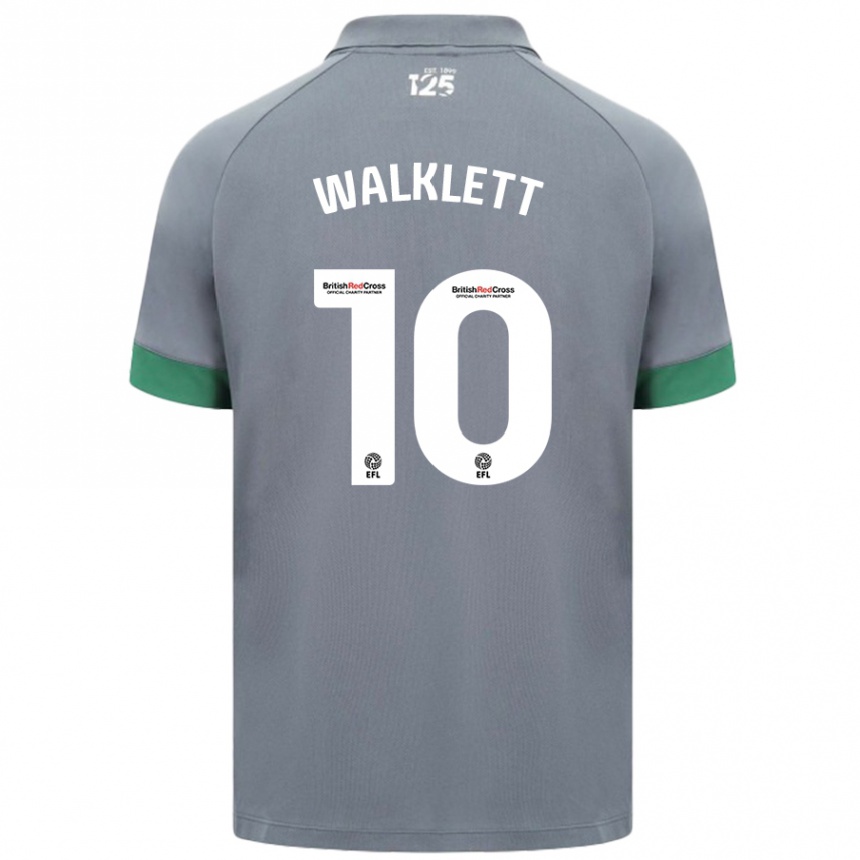 Kinder Fußball Kerry Walklett #10 Dunkelgrau Auswärtstrikot Trikot 2024/25 T-Shirt Luxemburg