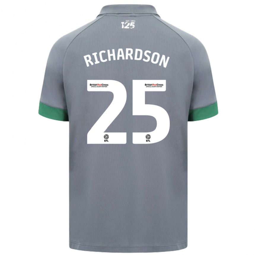 Kinder Fußball Tija Richardson #25 Dunkelgrau Auswärtstrikot Trikot 2024/25 T-Shirt Luxemburg