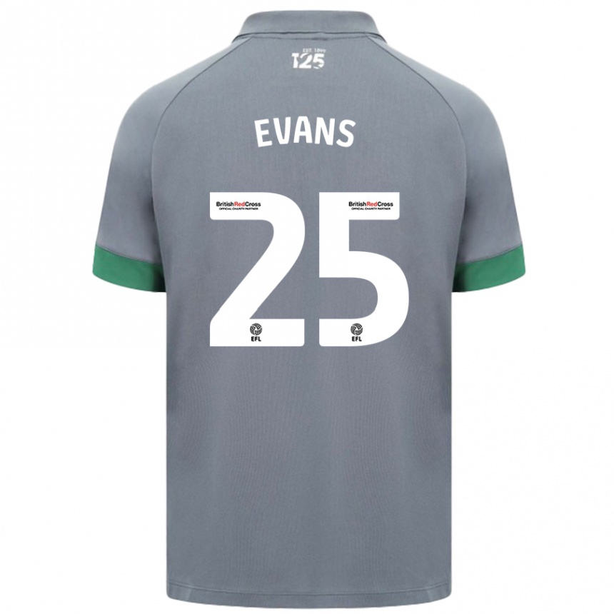 Kinder Fußball Kieron Evans #25 Dunkelgrau Auswärtstrikot Trikot 2024/25 T-Shirt Luxemburg