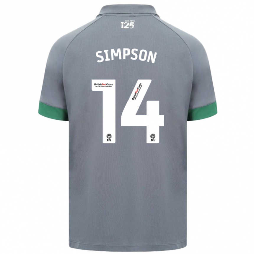 Kinder Fußball Jasmine Simpson #14 Dunkelgrau Auswärtstrikot Trikot 2024/25 T-Shirt Luxemburg