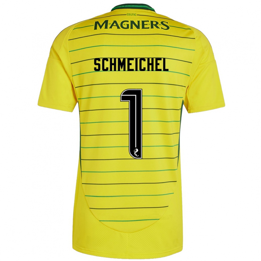 Kinder Fußball Kasper Schmeichel #1 Gelb Auswärtstrikot Trikot 2024/25 T-Shirt Luxemburg