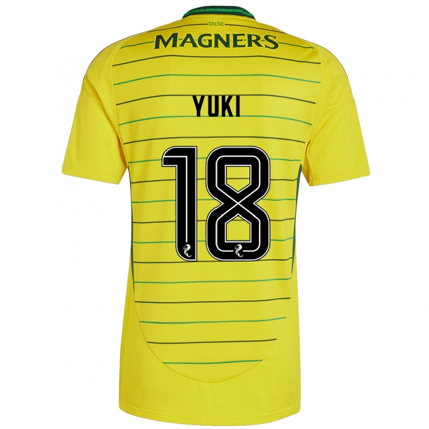 Kinder Fußball Yuki Kobayashi #18 Gelb Auswärtstrikot Trikot 2024/25 T-Shirt Luxemburg